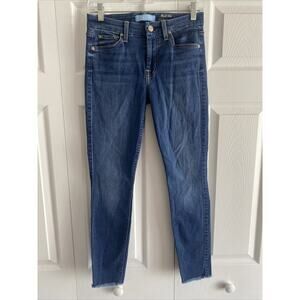 7 For‎ All Mankind B Air The Ankle Skinny Medium Wash Denim Jeans 25 Raw Hem